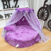 Load image into Gallery viewer, Pink Oval Pet Lace Dog Bed Kennel