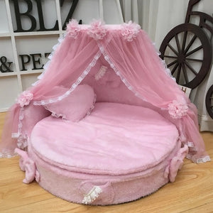 Pink Oval Pet Lace Dog Bed Kennel
